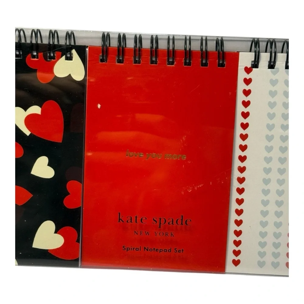 Kate Spade New York Love You More Spiral Notepad Set of 3 Hearts NEW